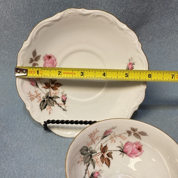 Pink Rose Mitterteich Bavaria Germany Footed Coffee Cup and Saucer - Picture 15 of 15